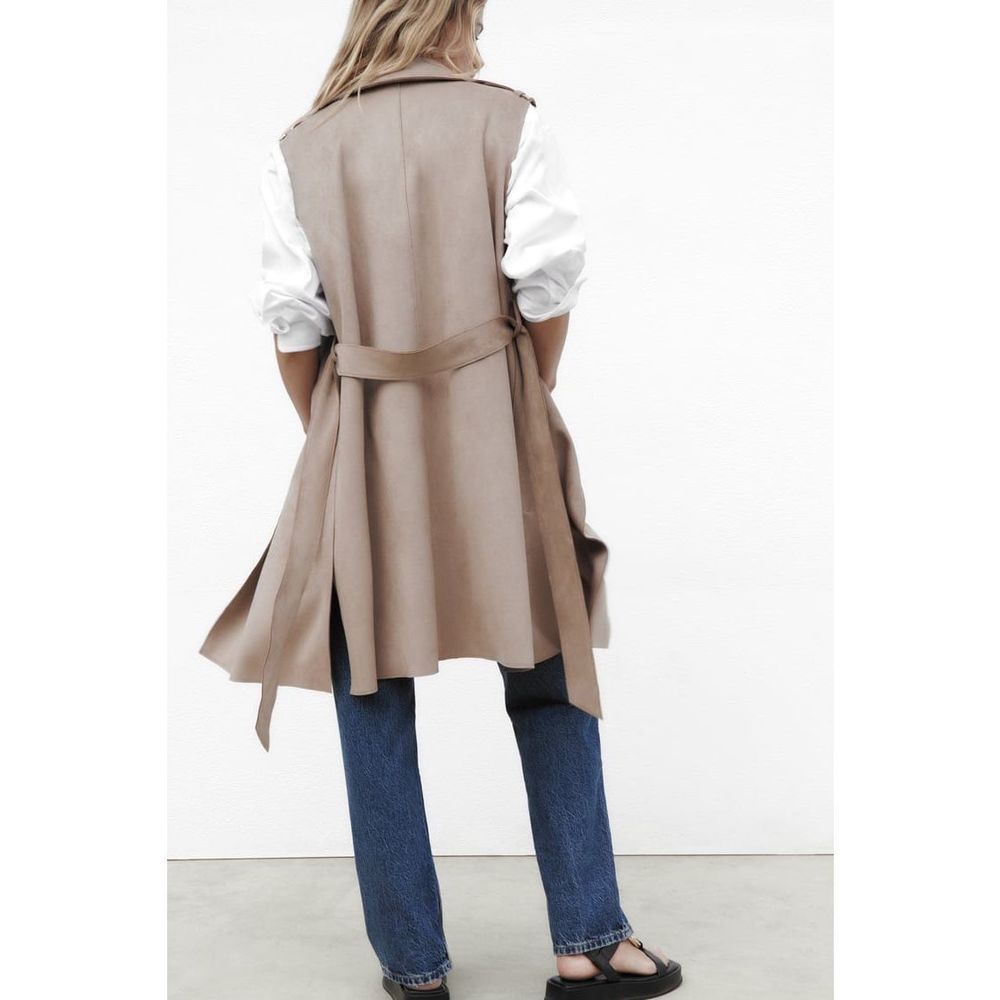 NWT - Zara Medium Faux Suede Vest Jacket- - Picture 11 of 16